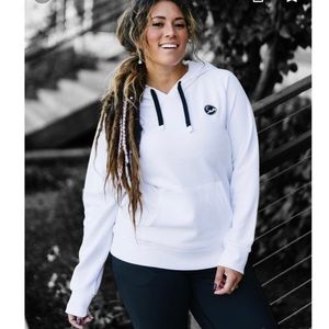 Zyia Active Mountain Patch Long Sleeve Hoodie White/Black Small